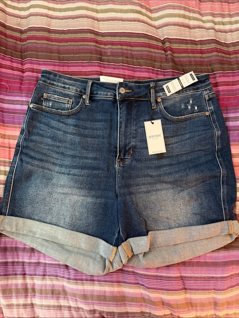 Judy Blue Medium Wash Rolled Cuff Denim Shorts